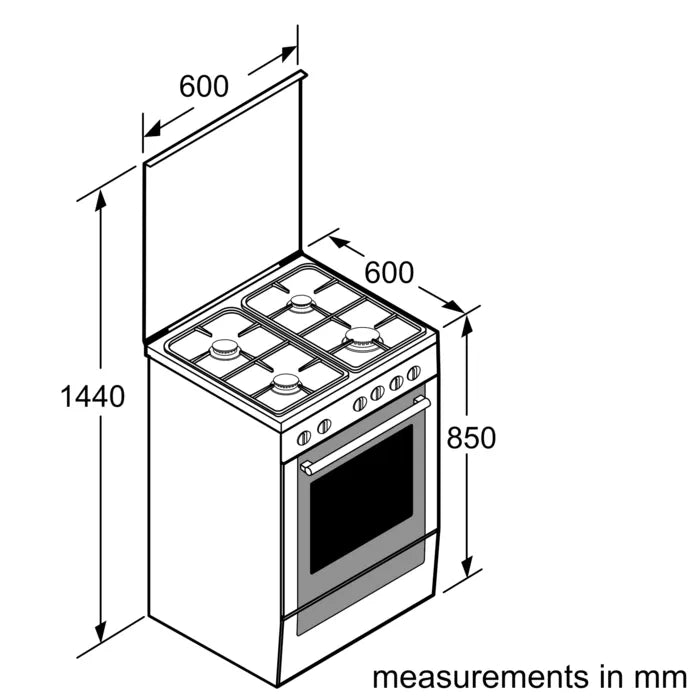 HGA120F50S Series 2 Freestanding Gas cooker