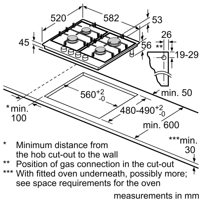 PGP6B5B60 Series 4 Built-in Gas hob 60 x 60 cm Stainless