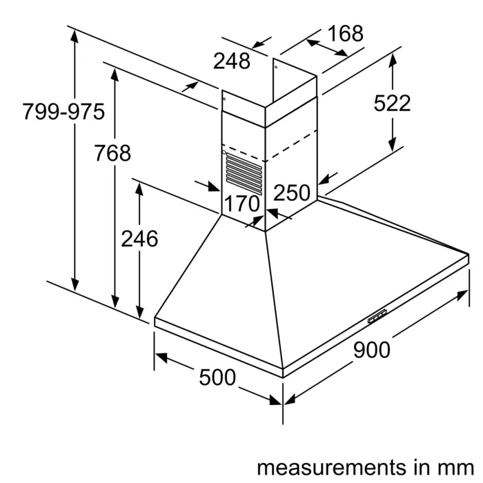 DWP94BC50B Series 2 Pyramid Hood 90cm