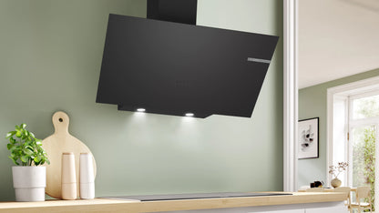 DWK96PJ60M Series 4 wall-mounted cooker hood 90 cm clear glass black printed, Black