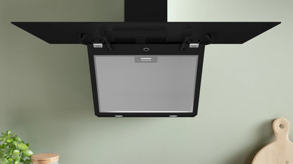 DWK96PJ60M Series 4 wall-mounted cooker hood 90 cm clear glass black printed, Black
