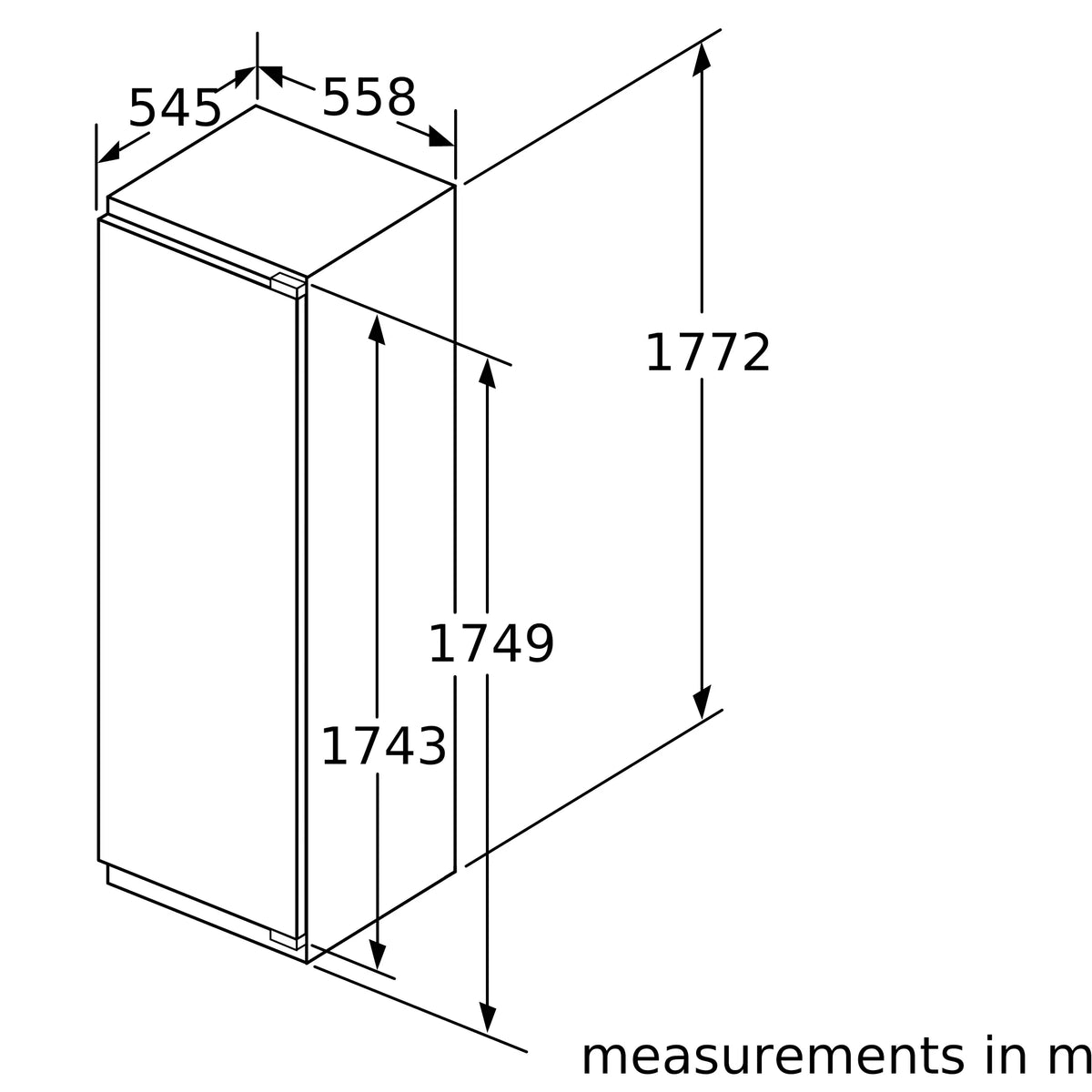 GIN81AEF0G Series 6 built-in freezer, 177.2 × 55.8 cm